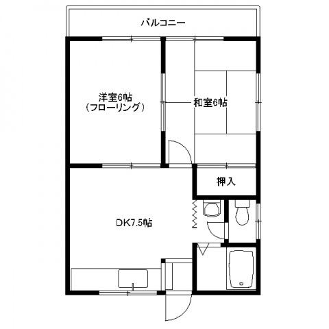 水子マンション(2DK/2階)の間取り写真