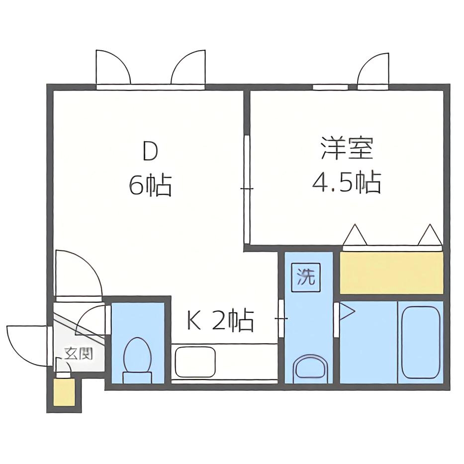 リッチタウン栄通壱番館(1LDK/2階)の間取り写真