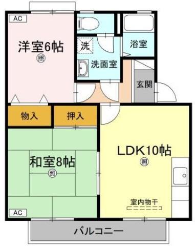マリレーヴ内浜(2LDK/2階)の間取り写真