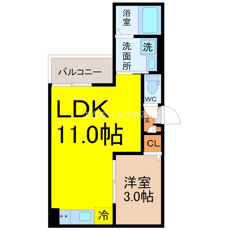 JACK SUNAKUCHII(1LDK/3階)の間取り写真