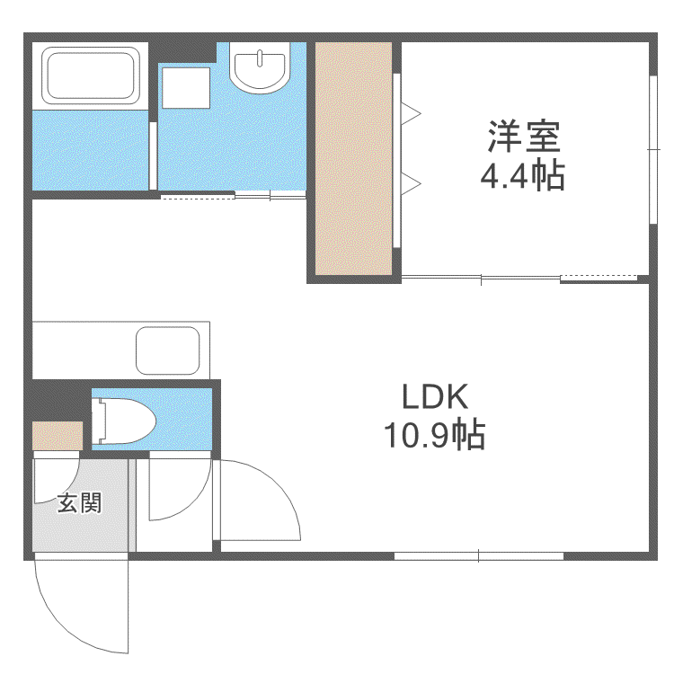 FODERA IMPERIAL二十四軒(1LDK/1階)の間取り写真
