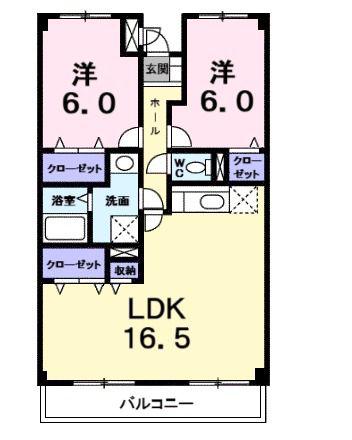 ラフィーネ南伊丹(2LDK/1階)の間取り写真