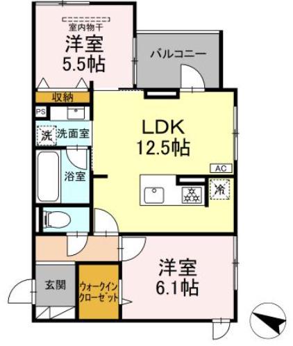 LUMIEREルミエール(2LDK/3階)の間取り写真