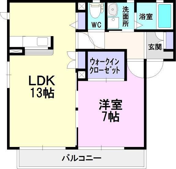 コーポアツミ(1LDK/2階)の間取り写真