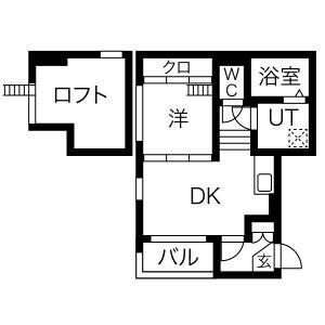 ハーモニーテラス二番V(1SDK/2階)の間取り写真