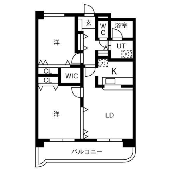 ウイング瀬木(2LDK/6階)の間取り写真