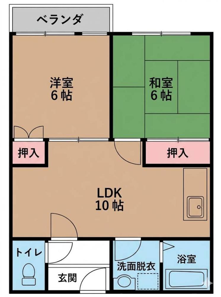 丸矢マンション(2LDK/2階)の間取り写真