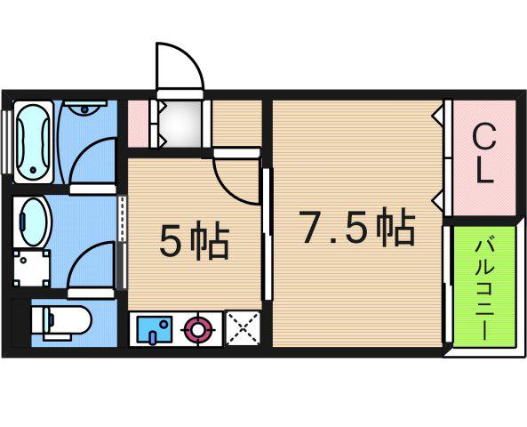 カーサフェリーチェ(1DK/3階)の間取り写真