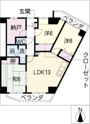 ヴィアーレマルフク南館(3SLDK/4階)の間取り写真