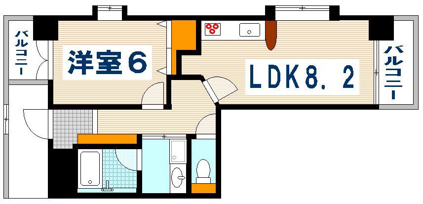 J-CITY紙屋町(1LDK/7階)の間取り写真