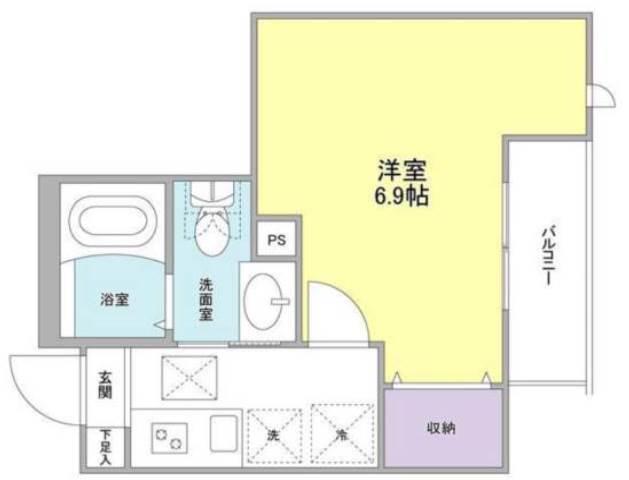 ウェルスクエア中延(1K/2階)の間取り写真