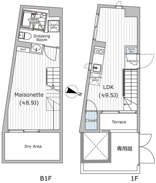 FARE西新宿VIII(1LDK/B1階)の間取り写真