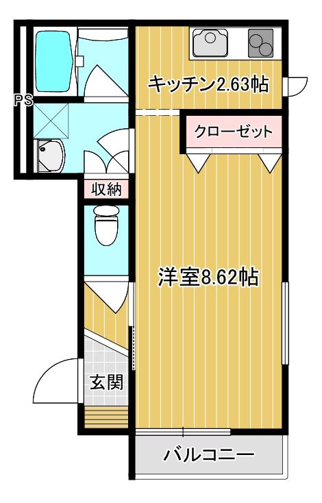 ラ・プリマヴェーラ(1K/2階)の間取り写真