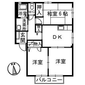 コンフォートA(3DK/1階)の間取り写真