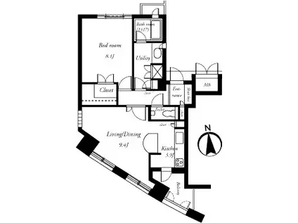 ルネ・パルティーレ汐留(1LDK/10階)の間取り写真