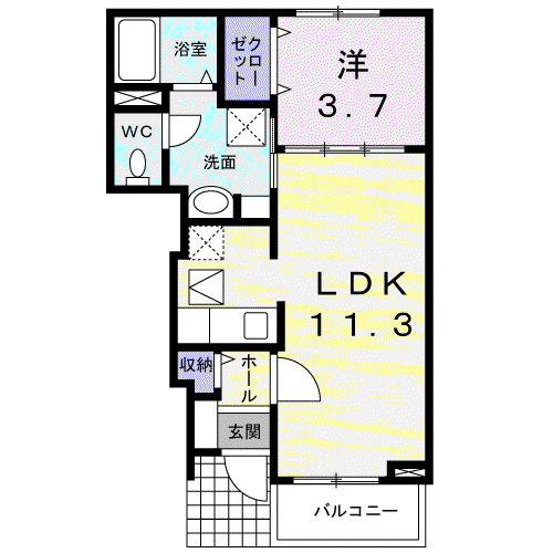 エスペランサ(1LDK/1階)の間取り写真