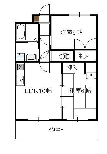 サンライズ本郷(2LDK/3階)の間取り写真