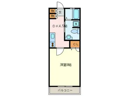 ランドスペース(1DK/7階)の間取り写真