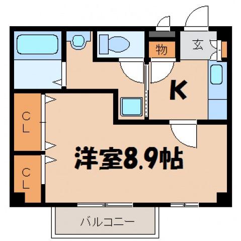 フォブール本町(1K/2階)の間取り写真