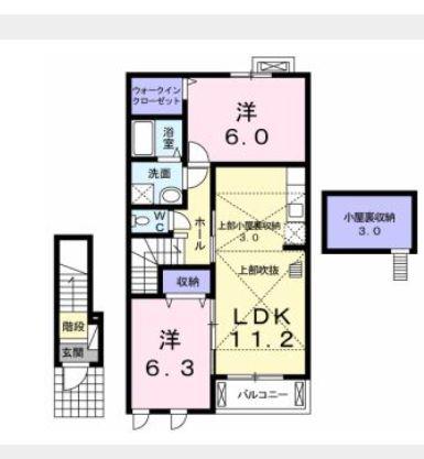 フォレストガーデンB(2LDK/2階)の間取り写真