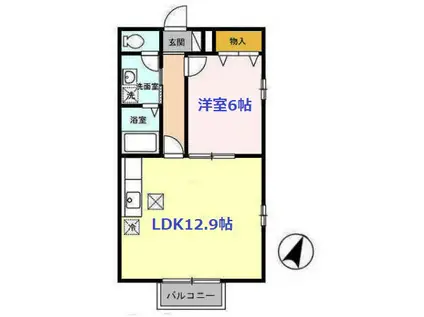 メモリータウン上町(1LDK/1階)の間取り写真