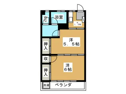 富士ハイム(2K/2階)の間取り写真