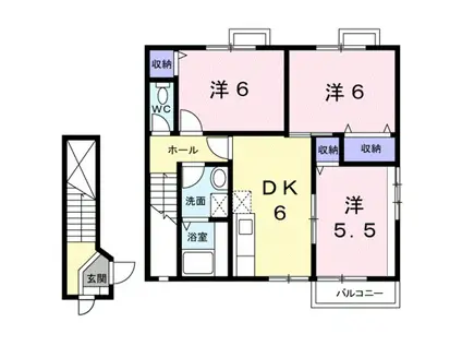 ジョイリバー(3DK/2階)の間取り写真