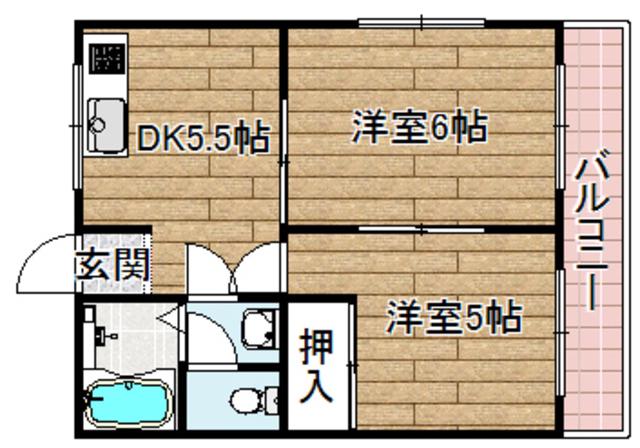 サンロード(2DK/2階)の間取り写真