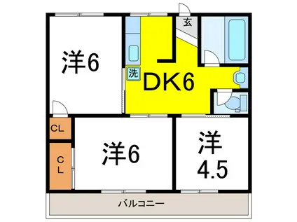 アクシオン松茂(3DK/4階)の間取り写真
