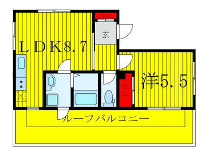 ヒルズコート南台(1LDK/4階)の間取り写真