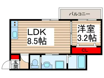 AJ北松戸(1LDK/1階)の間取り写真