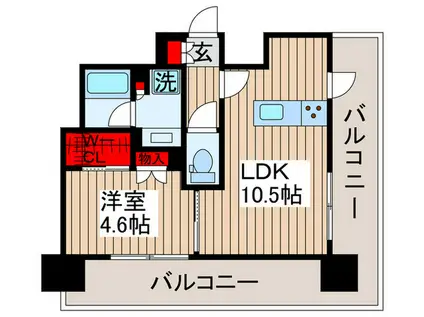 ザ・パークハビオ行徳駅前(1LDK/9階)の間取り写真