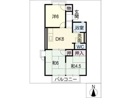 ハイユニKAMI(3DK/2階)の間取り写真