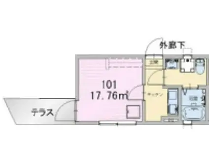 ランド横浜蒔田(1K/1階)の間取り写真