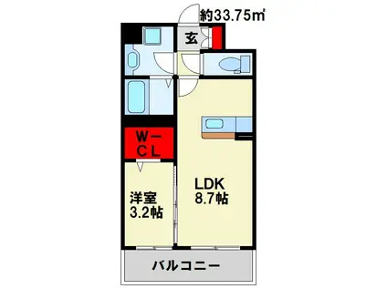 コンフォールパピヨン(1LDK/1階)の間取り写真
