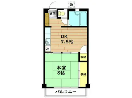 白子マンション(1DK/3階)の間取り写真