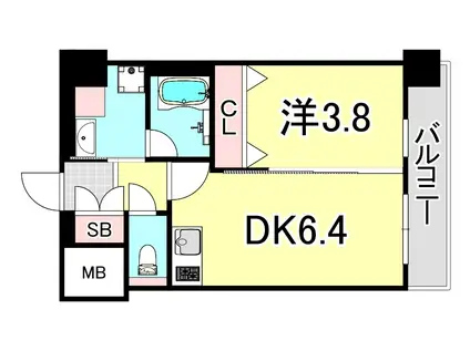 ディームス御幣島(1LDK/7階)の間取り写真