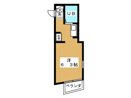 サニーサイド弐番館(ワンルーム/2階)の間取り写真