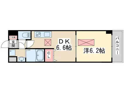 グラマシー十三東1ST(1DK/4階)の間取り写真
