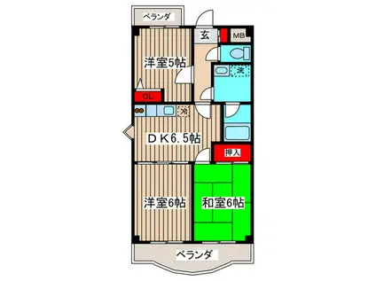 さつきマンション(2LDK/3階)の間取り写真