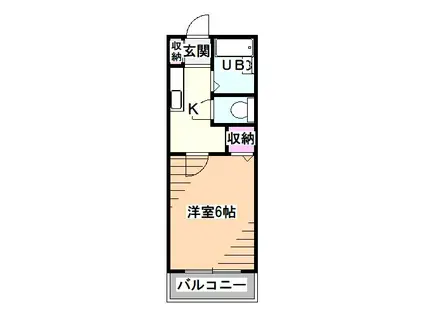 ユウヅキハイム(1K/2階)の間取り写真
