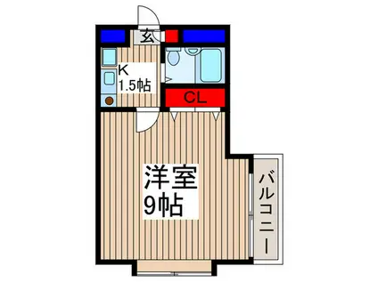 サニーサイド武蔵浦和(1K/1階)の間取り写真