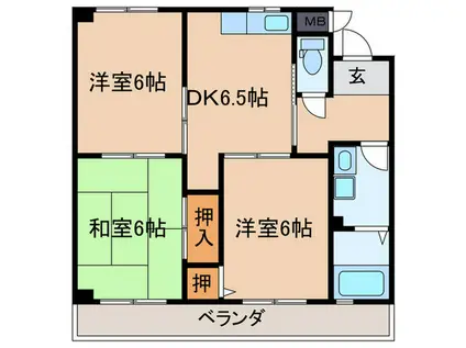 パークサイドマンション(3DK/3階)の間取り写真