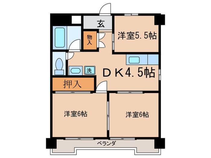 マルイチビル(3DK/4階)の間取り写真