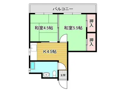 鹿籠マンション(2K/3階)の間取り写真