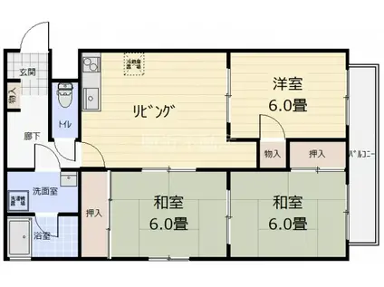 ヒルズ上幟(3LDK/4階)の間取り写真