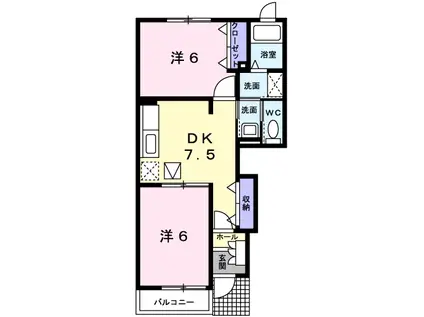 アラモードII(2DK/1階)の間取り写真