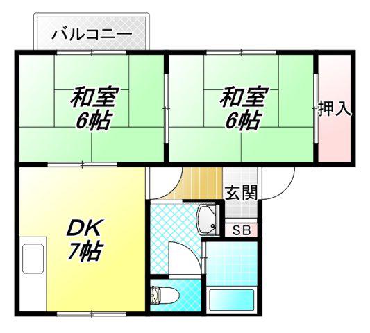 ハイツ浜澤(2DK/1階)の間取り写真