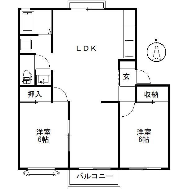 タウンアローズ68(2LDK/2階)の間取り写真