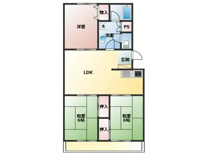 サンリーブハイツ(3LDK/2階)の間取り写真